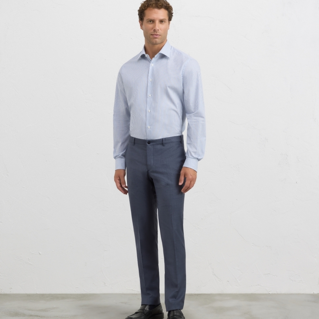 Nwt Men's Pal Zileri White Blue Pinstripe Button Down Dress Shirt $370